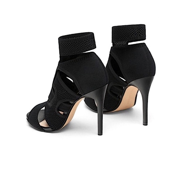 Zara Black Stretch Sandals with Wrap Ankle Strap size 6.5 - Picture 5 of 12